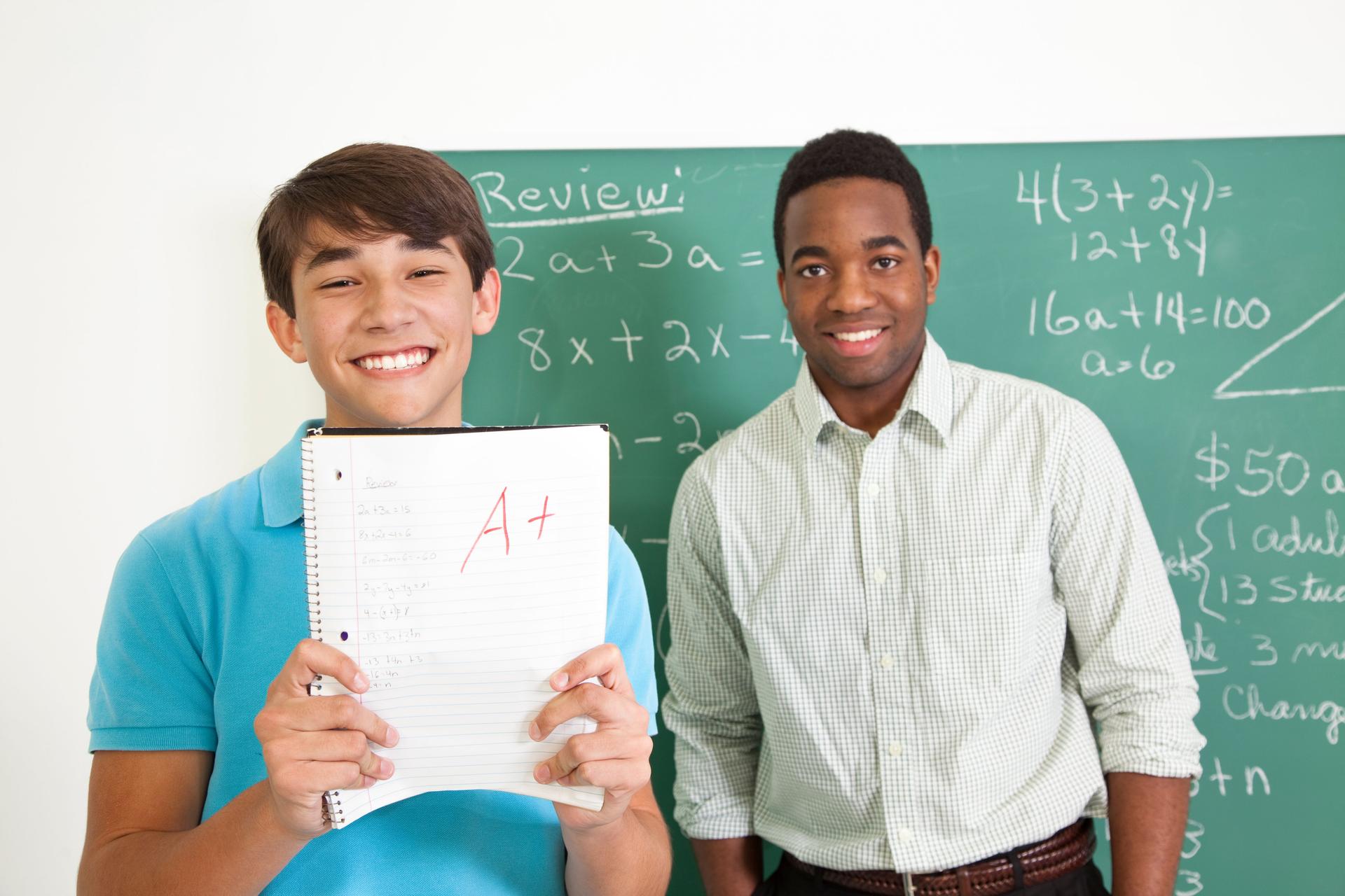 Students, teacher math class